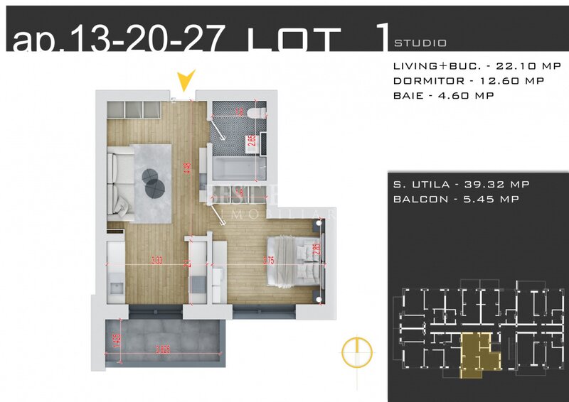 Titan 2 Camere Ideal Investitie -Incalzire in pardoseala/Credit Ipotecar 15%